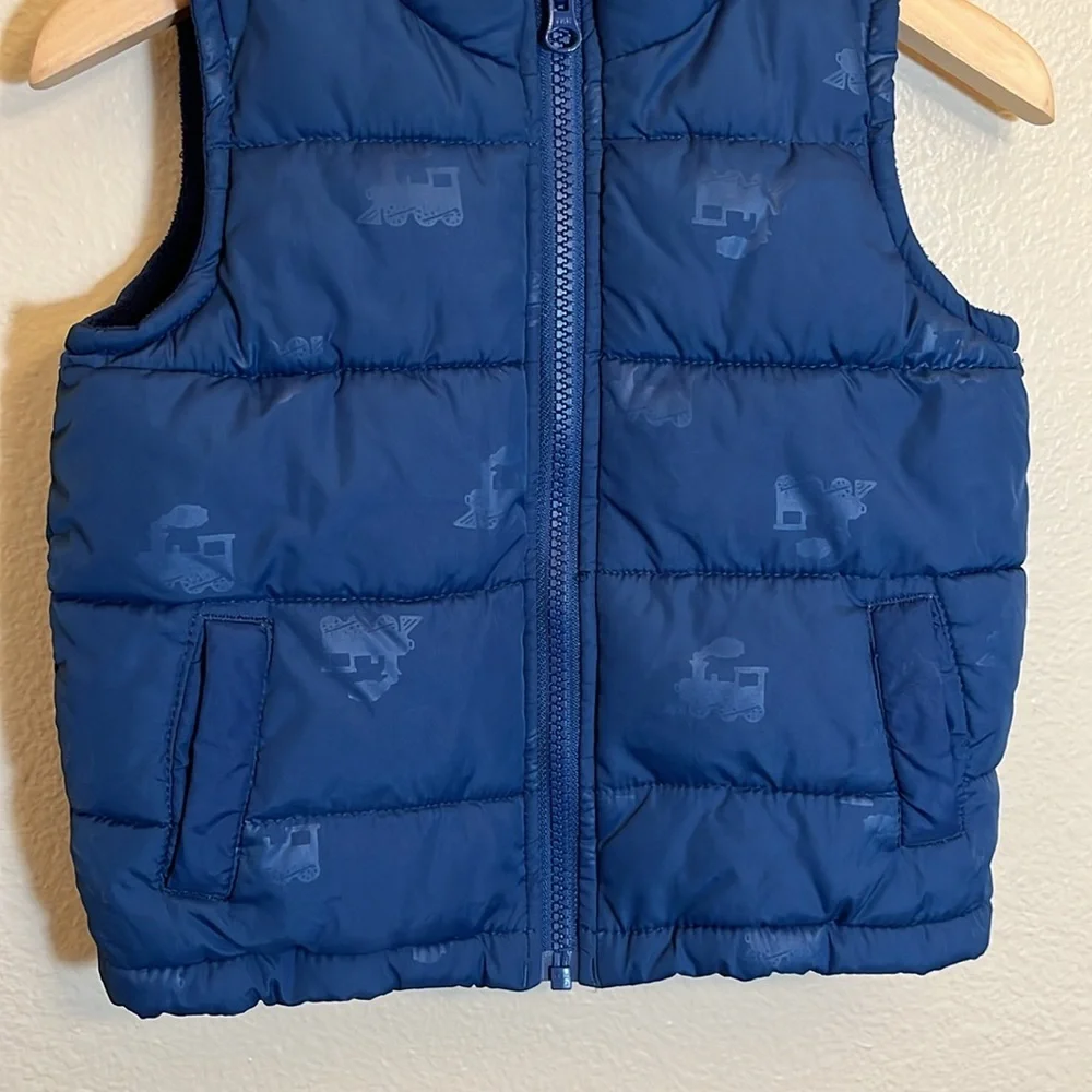 Gymboree Kids Blue Puffer Train Print Vest